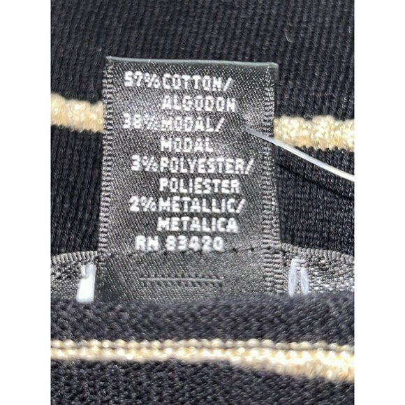 NWT August Silk Heritage Sz XL Black Gold Stripes Textured Button Up Cardigan - Picture 8 of 10